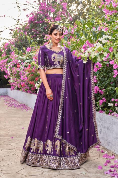 Ram 165 Vichitra Purple Wholesale lehenga market in Delhi